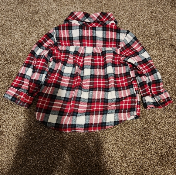 Carter's Just One You 12 Months Long Sleeve Flannel Button Up Shirt - Picture 7 of 8